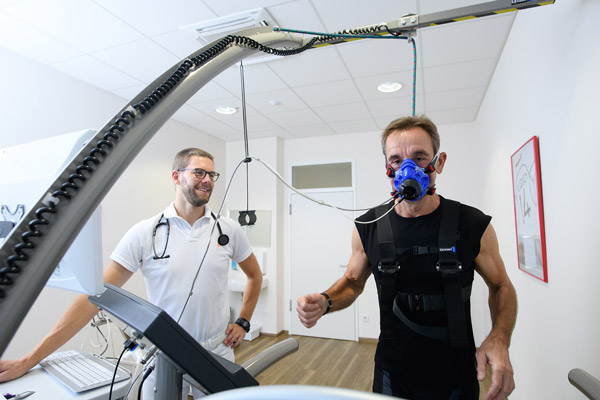 Doctor and patient during a stress test