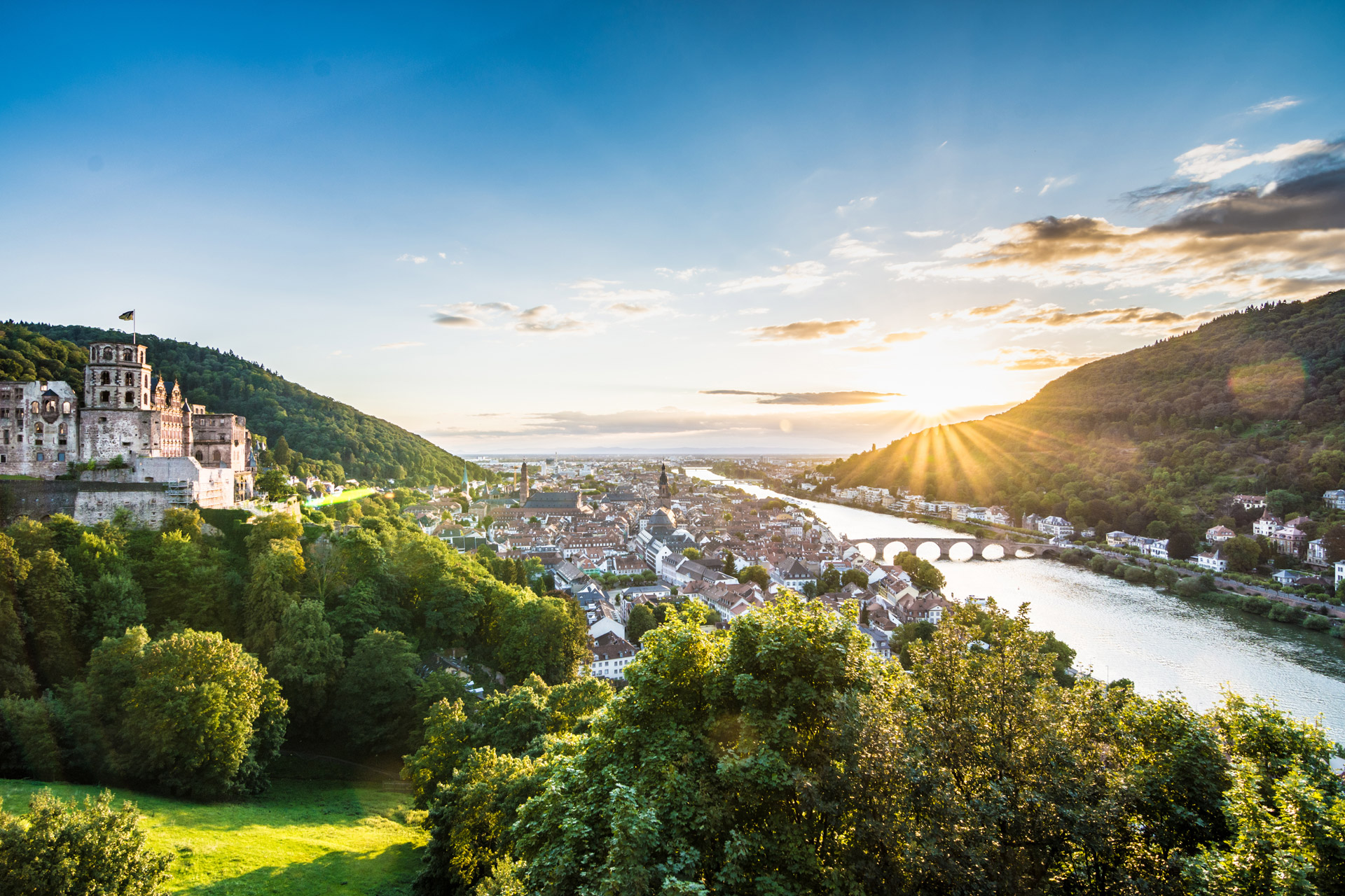 View of the castle and the old town of Heidelberg